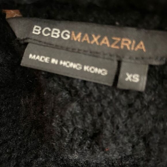 BCBG MaxAzria Black Short Sleeve Cable Knit Sweater - Picture 5 of 7